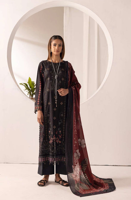 Ibtida by Al Karim Embroidered Lawn Unstitched 3 Piece Suit - IK-311 - AK26TDA - Black - Summer Collection