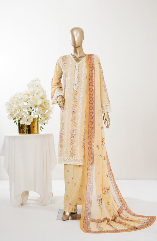 Imagination Printkari by Amna Khadija Embroidered Lawn Stitched 3 Piece Suit - AKIP-02 - AM26GINA - Peach - Summer Collection