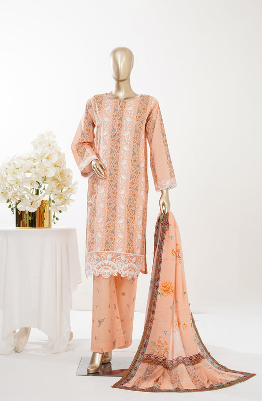 Imagination Printkari by Amna Khadija Embroidered Lawn Stitched 3 Piece Suit - AKIP-07 - AM26GINA - Orange - Summer Collection