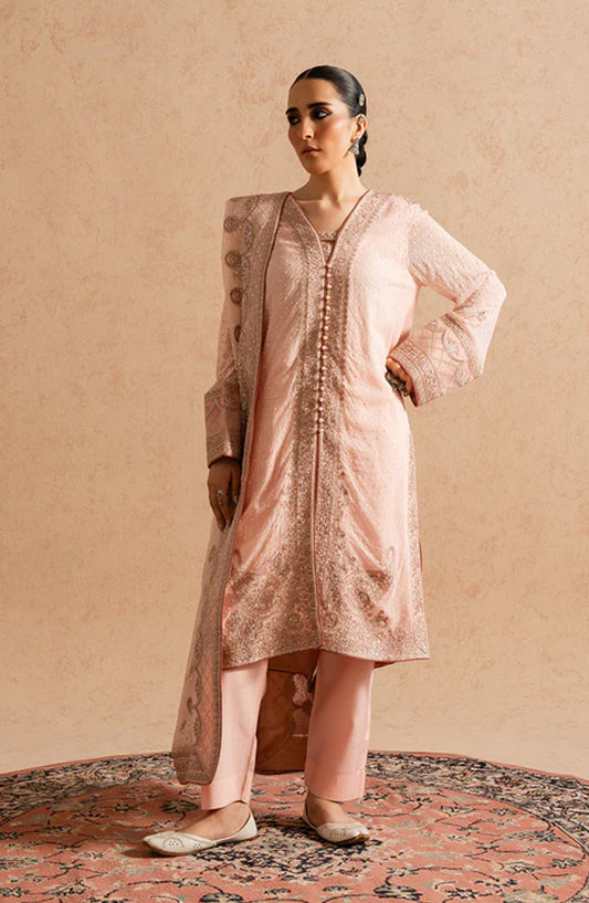 Imane by Freesia Luxury Festive Embroidered Chiffon Unstitched 3 Piece Suit - FSU5604 - FS25IMN - Pink - Formal Collection