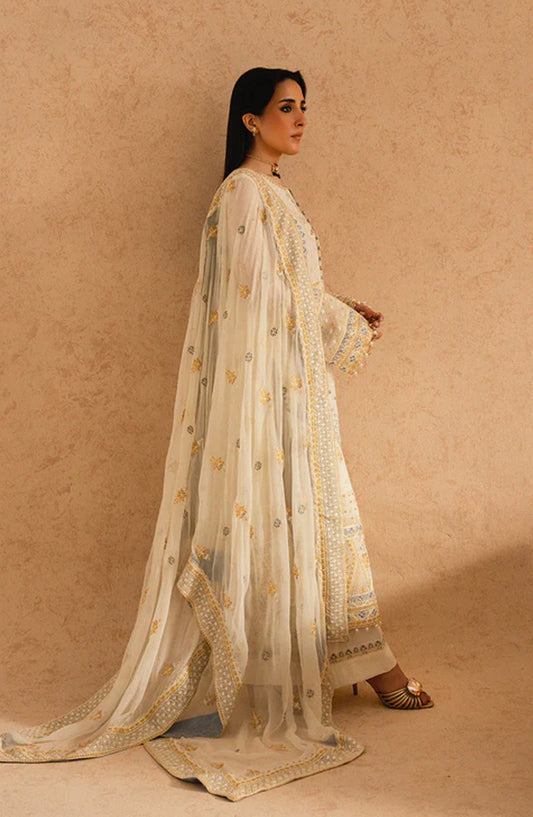 Imane by Freesia Luxury Festive Embroidered Chiffon Unstitched 3 Piece Suit - FSU5601 - FS25IMN - White - Formal Collection