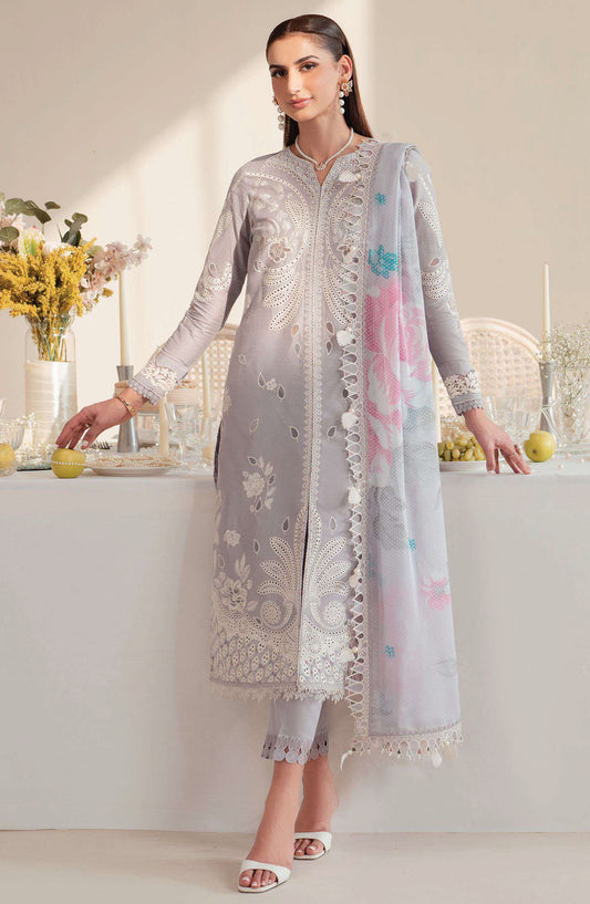 Iris by Jazmin Embroidered Lawn Unstitched 3 Piece Suit - D-06 - JZ25IELL - Grey - Summer Collection