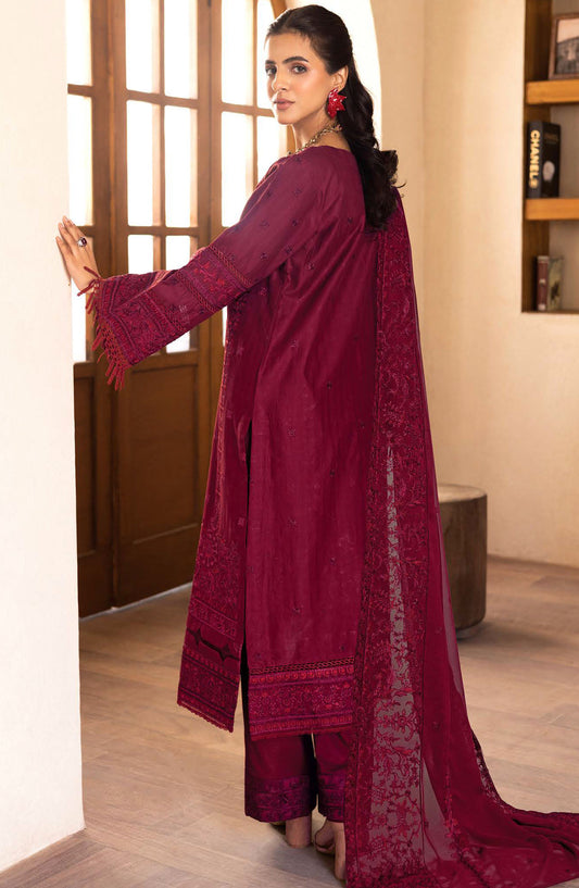 Irsa by Johra Embroidered Lawn Unstitched 3 Piece Suit - JH-762 - JH25IRS - Maroon - Summer Collection