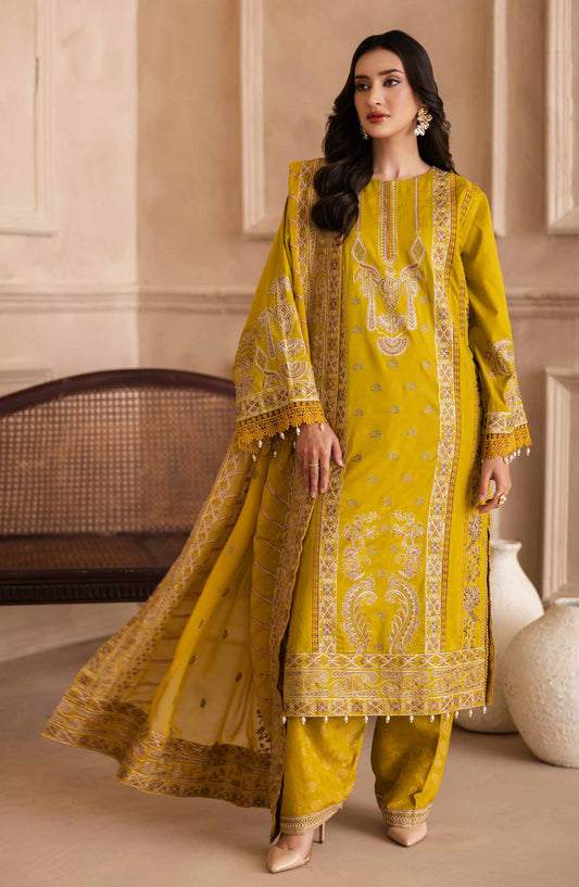 Irtaza by Johra Embroidered Lawn Unstitched 3 Piece Suit - JH-916 - JH25RTA - Mustard - Summer Collection