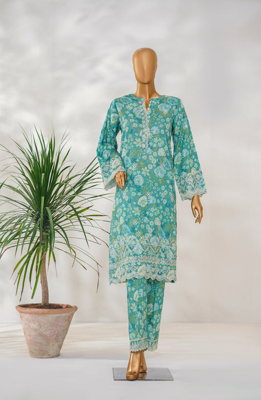 Ishootq by Amna Khadija Printed Chikankari Stitched 2 Piece Suit - AKIC-01 - AM26SHT - Sea Green - Summer Collection