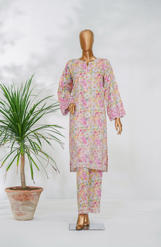 Ishootq by Amna Khadija Printed Chikankari Stitched 2 Piece Suit - AKIC-06 - AM26SHT - Pink - Summer Collection