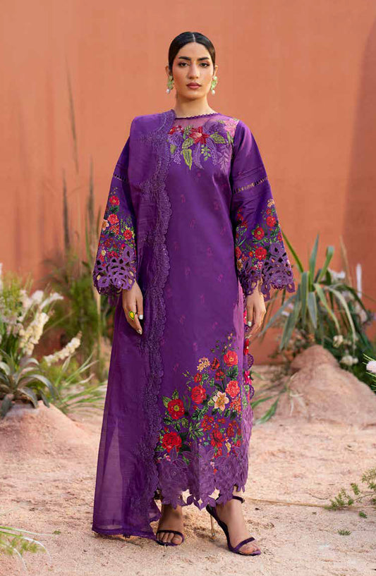 Ivy Bloom by Parishay Embroidered Lawn Unstitched 3 Piece Suit - IB-13 - PS26VB - Purple - Summer Collection