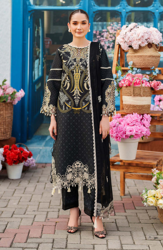 Ivy Bloom by Parishay Embroidered Viscose Unstitched 3 Piece Suit - IVY-10 - PS25VBL - Black - Winter Collection