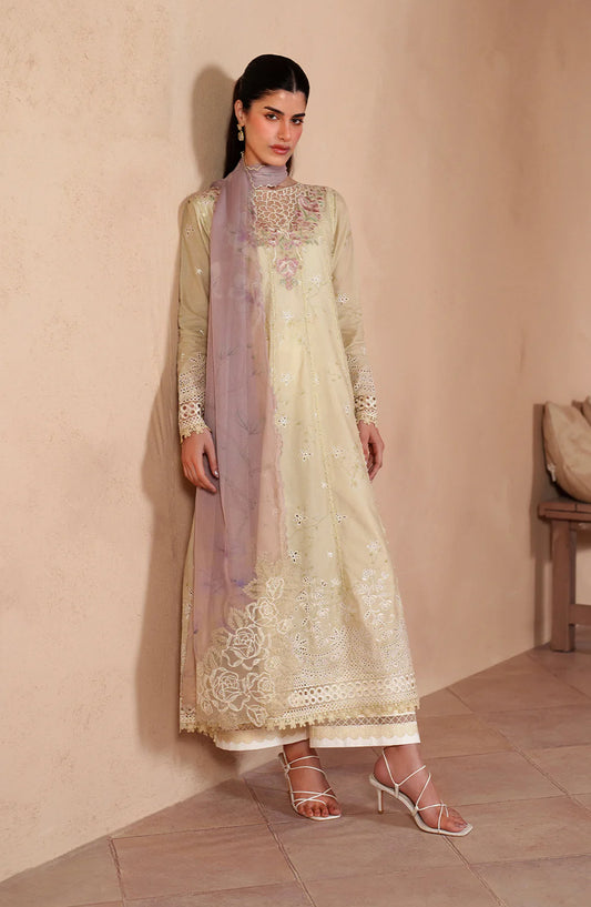 Iznik Festive Embroidered Lawn Unstitched 3 Piece Suit - EL-10 - IZN26EID - Yellow - Eid Collection