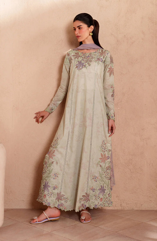 Iznik Festive Embroidered Lawn Unstitched 3 Piece Suit - EL-09 - IZN26EID - Green - Eid Collection
