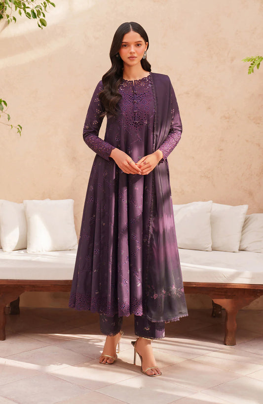 Iznik Festive Embroidered Lawn Unstitched 3 Piece Suit - EL-08 - IZN26EID - Purple - Eid Collection