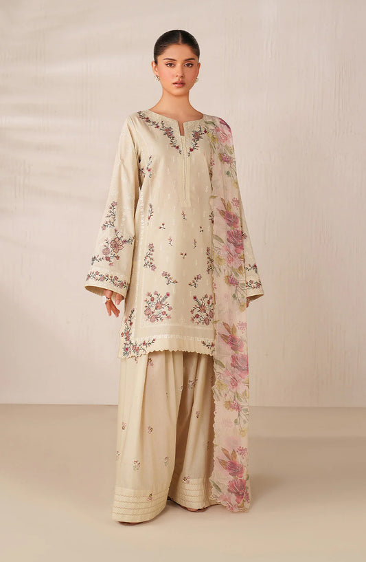 Iznik Exclusive Embroidered Lawn Unstitched 3 Piece Suit - UE-627 - IZN26RM - Fawn - Ramadan Collection