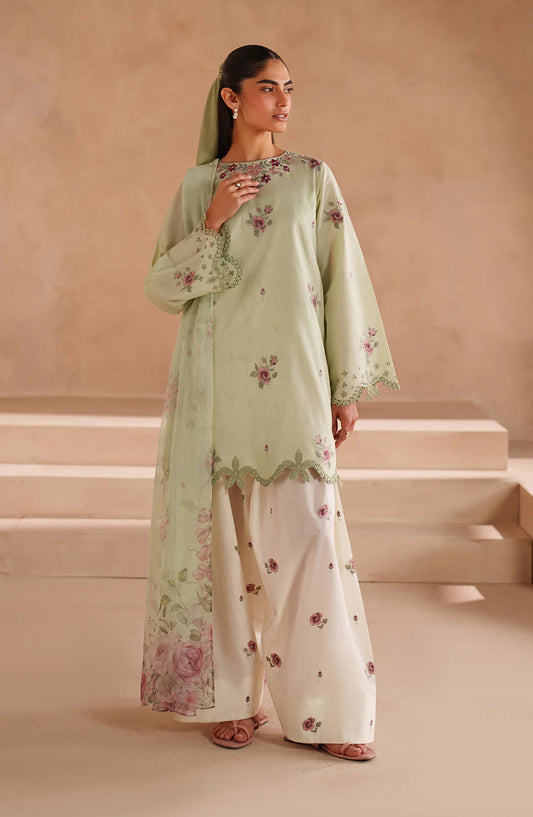 Iznik Exclusive Embroidered Lawn Unstitched 3 Piece Suit - UE-606 - IZN26RM - Green - Ramadan Collection