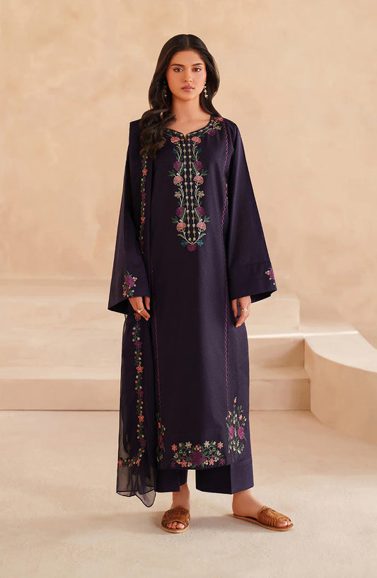 Iznik Exclusive Embroidered Lawn Unstitched 3 Piece Suit - UE-599 - IZN26RM - Purple - Ramadan Collection