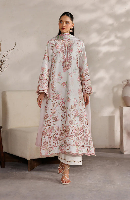 Iznik Festive Embroidered Lawn Unstitched 3 Piece Suit - IBE-04 - IZN26FSL - White - Summer Collection