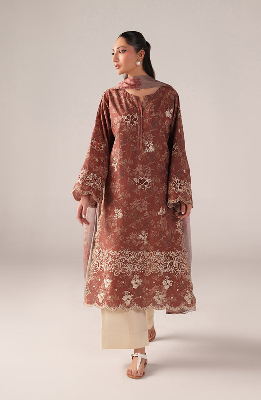 Iznik Embroidered Lawn Unstitched 3 Piece Suit - SS-02 - IZN26SP - Rust - Spring Summer Collection