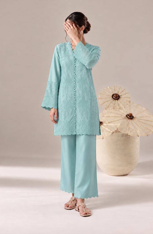 Jannah Noe by Amna Khadija Embroidered Silk Stitched 2 Piece Co-ord Set - JNLS-21 - AM26HON - Blue - Summer Collection