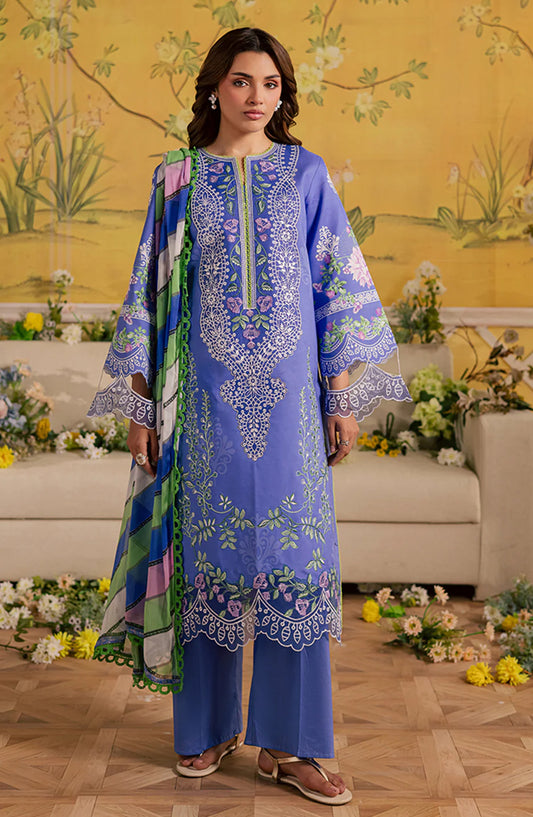 Jahaan by Mahnur Embroidered Lawn Unstitched 3 Piece Suit - MJ-08 - MH26JHN - Blue - Summer Collection
