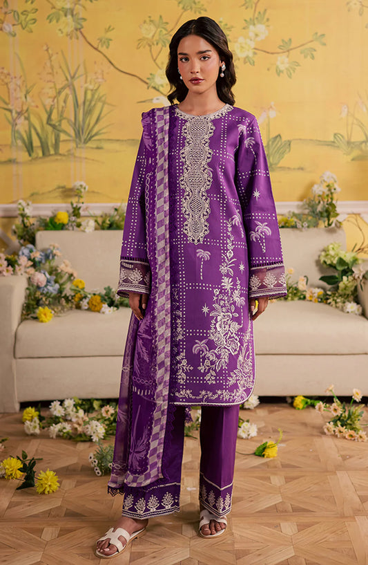Jahaan by Mahnur Embroidered Lawn Unstitched 3 Piece Suit - MJ-04 - MH26JHN - Purple - Summer Collection