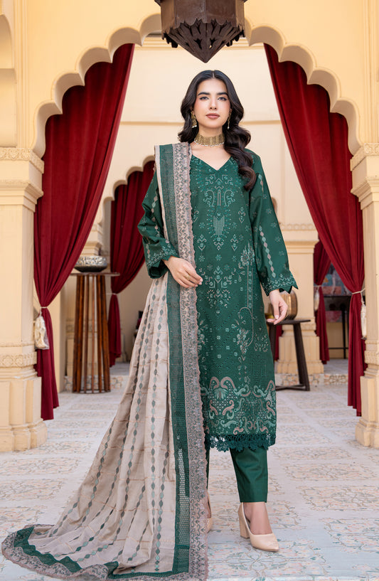 Jahan by Riaz Arts Embroidered Lawn Unstitched 3 Piece Suit - D-02 - RA26JHN - Green - Summer Collection