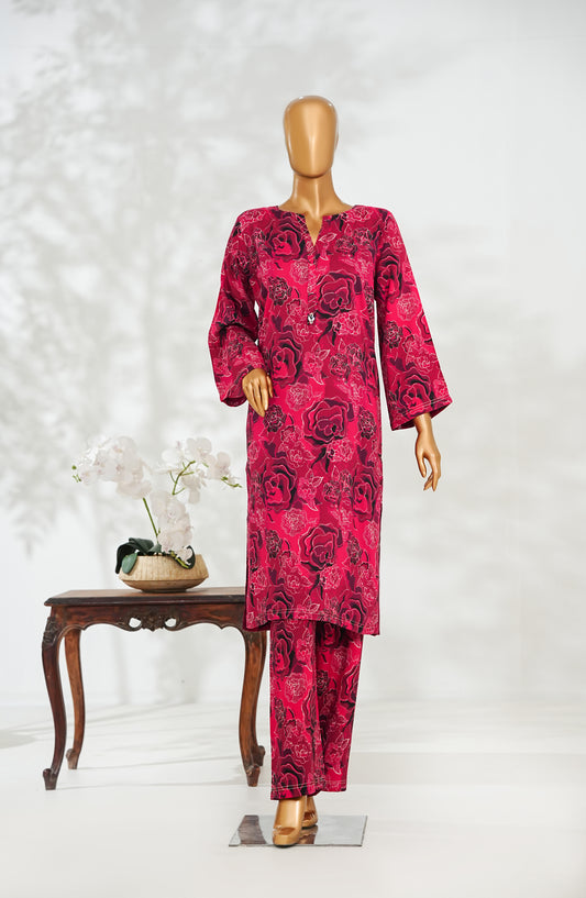 Janaan by Amna Khadija Printed Premium Linen Stitched 2 Piece Set - JDL-06 - AM25JNDL - Red - Casual Collection