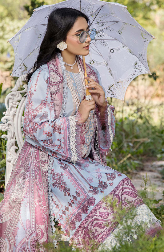 Jasmine by Adans Libas Embroidered Lawn Unstitched 3 Piece Suit - D-2365 - ADL25JS - Blue - Summer Collection