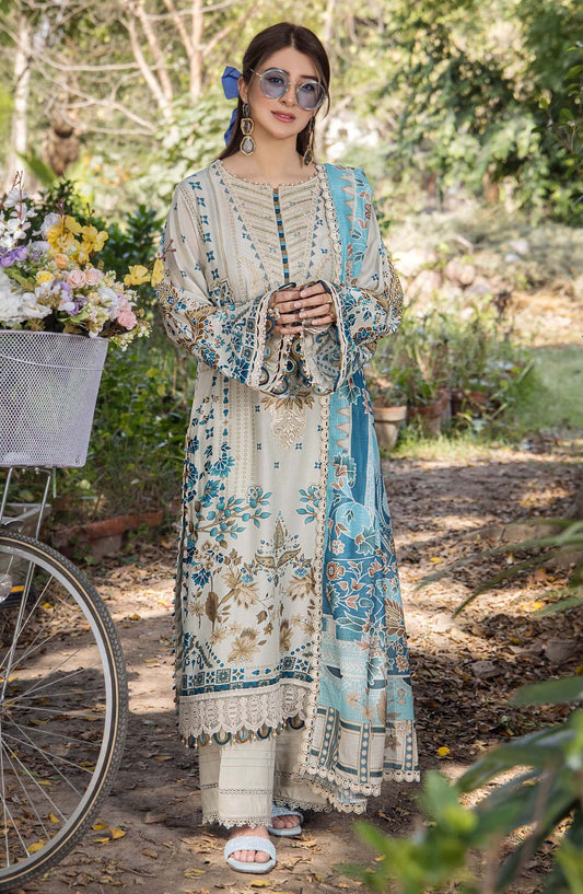 Jasmine by Adans Libas Embroidered Lawn Unstitched 3 Piece Suit - D-2362 - ADL25JS - Grey - Summer Collection