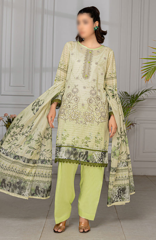 Jasmine Embroidered Lawn Unstitched 3 Piece Suit - Design-07 - AK25JS10 - Green - Summer Collection