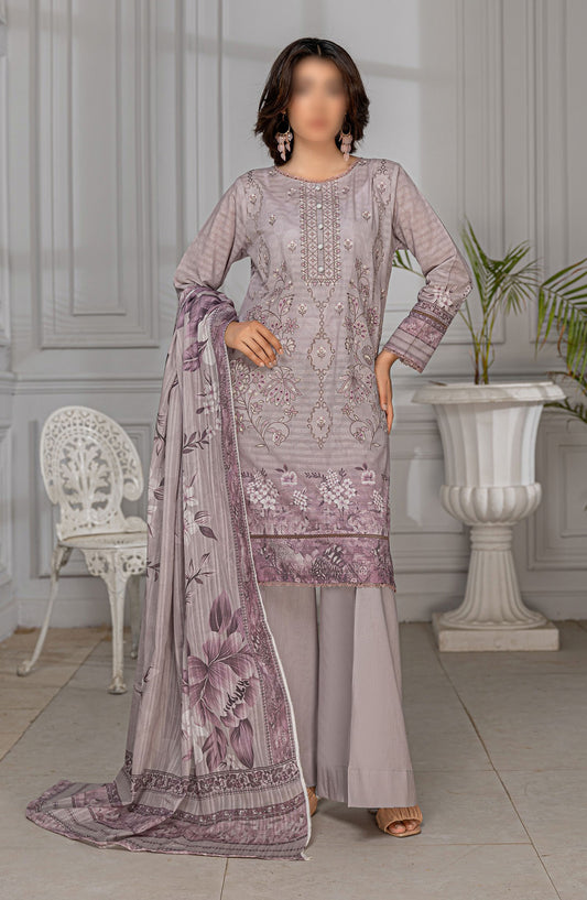 Jasmine Embroidered Lawn Unstitched 3 Piece Suit - Design-05 - AK25JS10 - Purple - Summer Collection