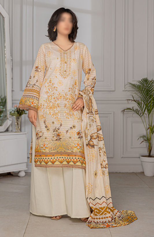 Jasmine Embroidered Lawn Unstitched 3 Piece Suit - Design-02 - AK25JS10 - Orange - Summer Collection