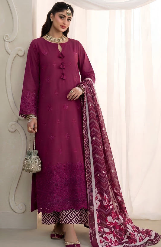 Jeem by Al Karim Chikankari Lawn Unstitched 3 Piece Suit - D-04 - AK26TWJ - Pink - Summer Collection