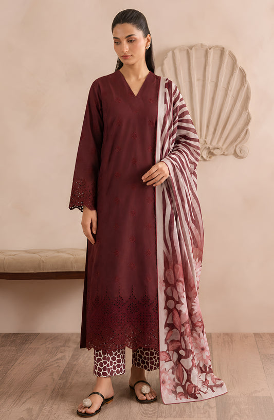 Jeem by Al Karim Chikankari Lawn Unstitched 3 Piece Suit - D-04 - AK26MLW - Pink - Summer Collection