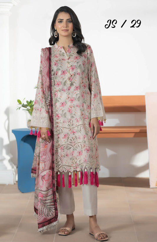 Jhanvi by Johra Embroidered Lawn Unstitched 3 Piece Suit - JS-29 - JH26JHN - Pink - Summer Collection
