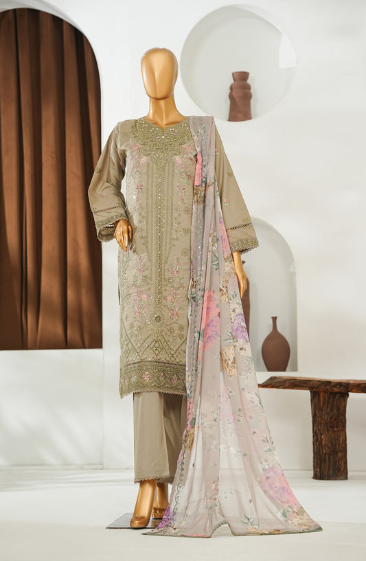 Jhoomar by Amna Khadija Embroidered Lawn Stitched 3 Piece Suit - JSLF-07 - AM26JSLF - Grey - Festive Collection