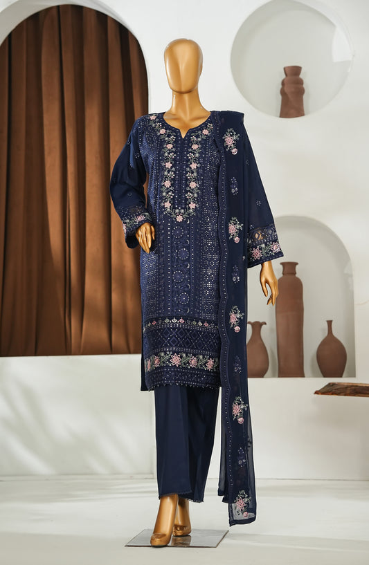 Jhoomar by Amna Khadija Embroidered Lawn Stitched 3 Piece Suit - JSLF-08 - AM26JSLF - Blue - Festive Collection