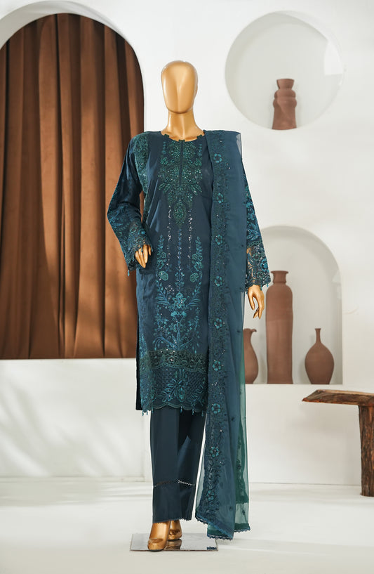 Jhoomar by Amna Khadija Embroidered Lawn Stitched 3 Piece Suit - JSLF-13 - AM26JSLF - Blue - Festive Collection