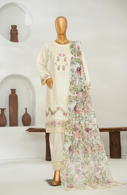 Jhoomar by Amna Khadija Embroidered Lawn Stitched 3 Piece Suit - JSLF-16 - AM26JSLF - White - Festive Collection