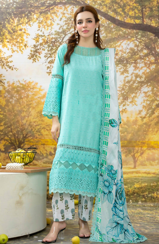 Johra Black Pearl Chikankari Lawn Unstitched 3 Piece Suit - JS-715 - JH26BP - Sea Green - Summer Collection