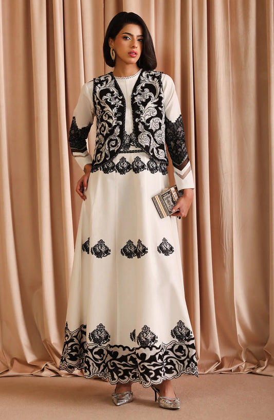 Joy Embroidered Lawn Stitched 2 Piece Suit - Tessa - JY26ED - White - Eid Collection