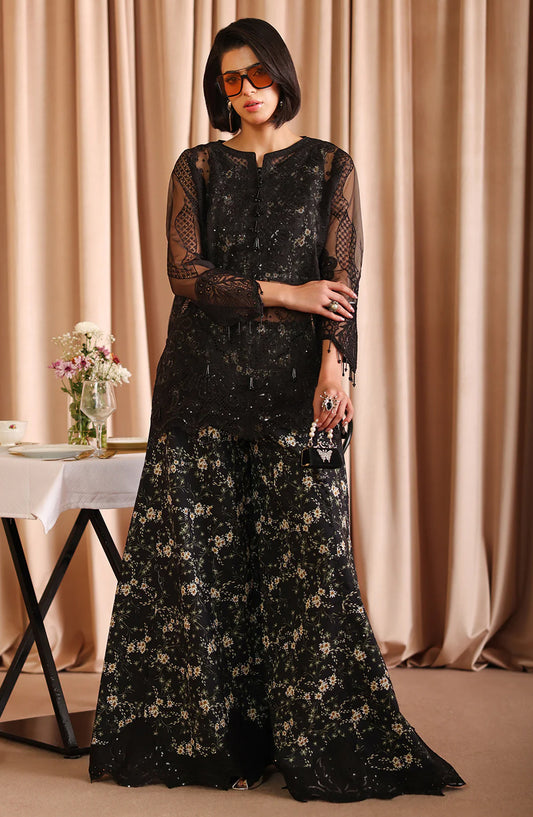 Joy Embroidered Lawn Stitched 2 Piece Suit - Adele - JY26ED - Black - Eid Collection