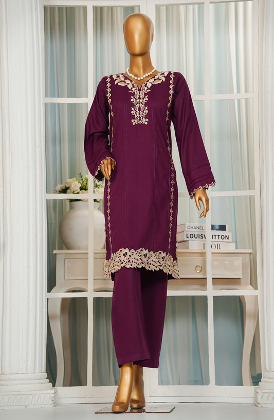 Kaya by Amna Khadija Premium Embroidered Cutwork Jacquard Cambric Stitched 2 Piece Suit - AM25KY - KEE-02 - Purple - Festive Collection