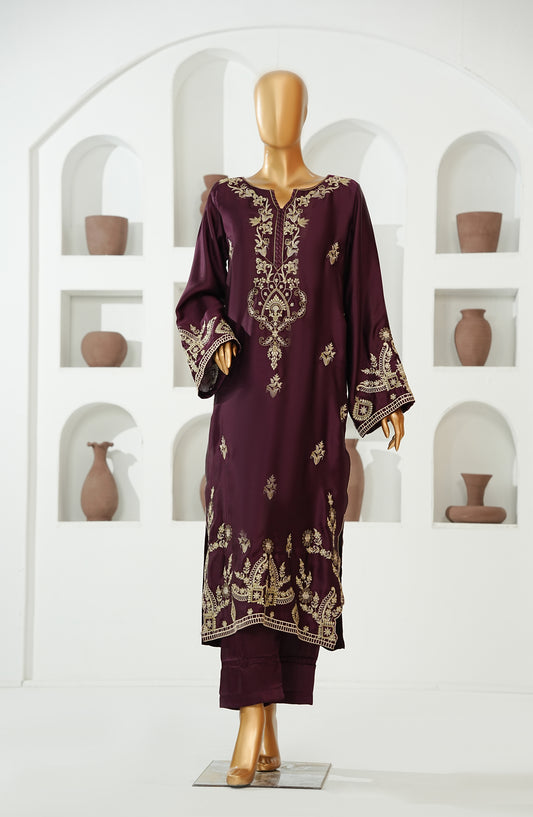 KHAEHS Mohar Silk by Amna Khadija Embroidered Shamooz Silk Stitched 2 Piece Suit - AKMS-15 - AM26AKMS - Purple - Casual Collection