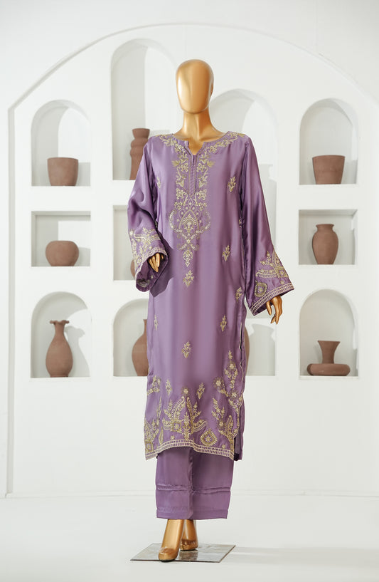 KHAEHS Mohar Silk by Amna Khadija Embroidered Shamooz Silk Stitched 2 Piece Suit - AKMS-18 - AM26AKMS - Purple - Casual Collection