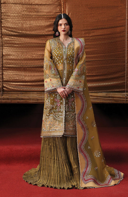 Kaashvi by Ayzel Embroidered Organza Unstitched 3 Piece Suit - USHNA - AY25KSH - Green - Wedding Collection