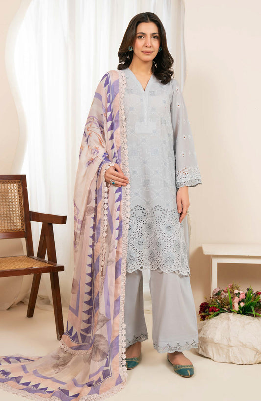 Kaashvi by Johra Embroidered Chikankari Lawn Unstitched 3 Piece Suit - JS-138 - JH26KVI - Blue - Summer Collection