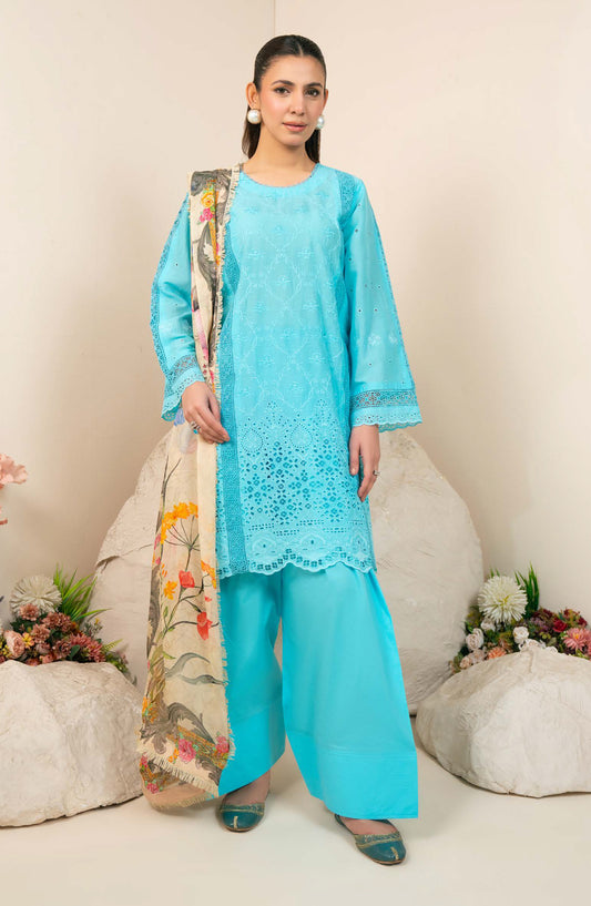 Kaashvi by Johra Embroidered Chikankari Lawn Unstitched 3 Piece Suit - JS-136 - JH26KVI - Blue - Summer Collection
