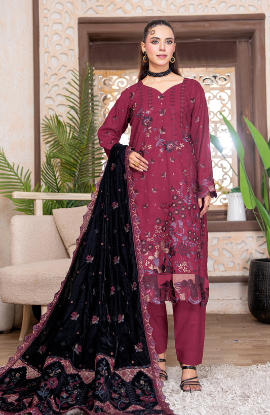 Kahani by Riaz Arts Embroidered Peach Unstitched 3 Piece Suit - D-03 - RA26KNI - Pink - Premium Collection
