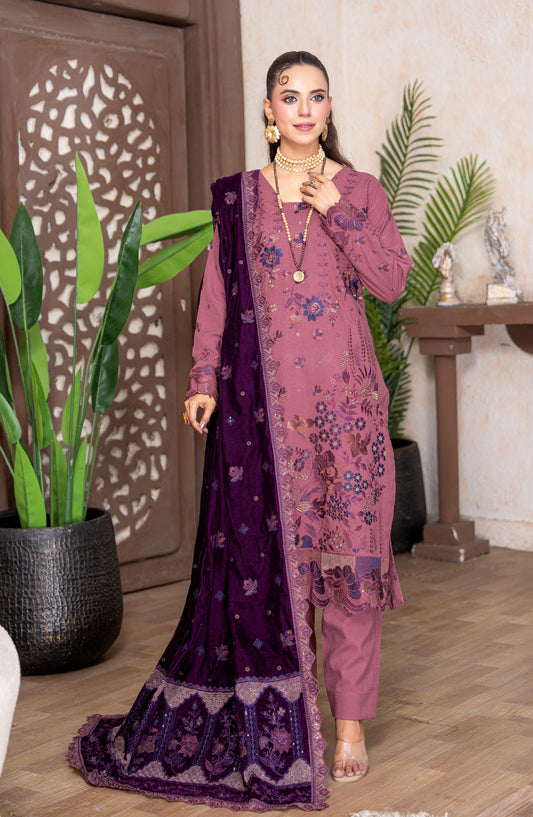 Kahani by Riaz Arts Embroidered Peach Unstitched 3 Piece Suit - D-08 - RA26KNI - Pink - Premium Collection