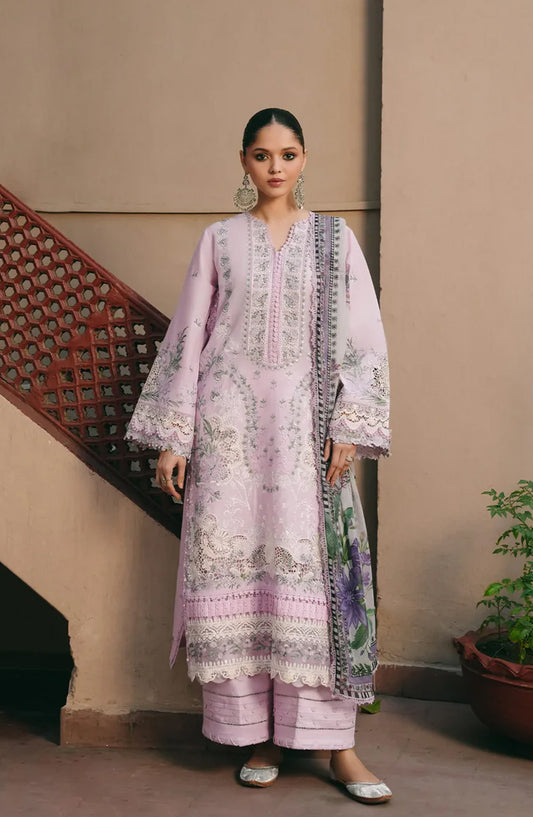 Kahf Ek Fasana Luxury Embroidered Lawn Unstitched 3 Piece Suit - 4A -Mehak - KHP26FS - Purple - Festive Collection