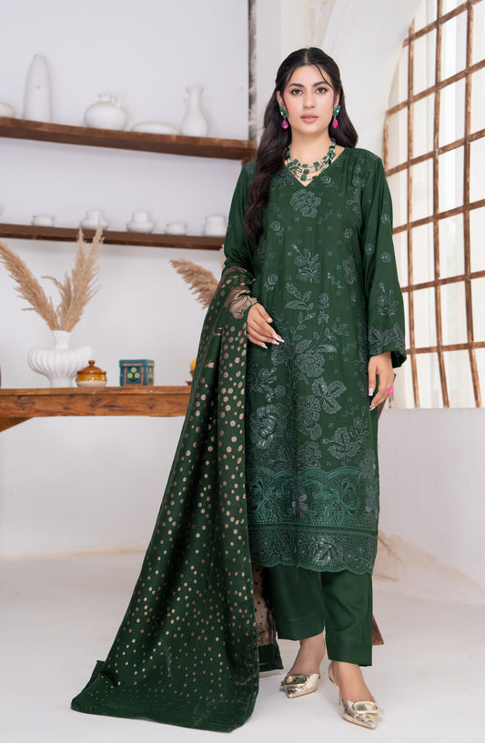 Kehkeshan by Riaz Arts Embroidered Peach Unstitched 3 Piece Suit - D-05 - RA26KKN - Green - Winter Collection